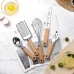 Stainless Steel Kitchen Tools Set Wooden Handle Can Opener Baking Set Pizza Peeler Cheese Knife Cooking Utensils Garlic Press Kitchen Gadgets